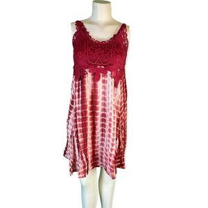 Lace top with tie dye print skirt dress